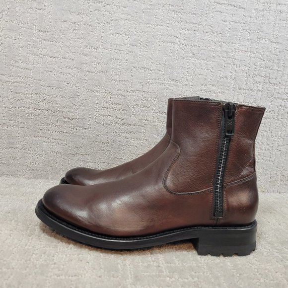 Frye Stanton Men's Size 10 D Brown Side Outside Zip Ankle Biker Boots NEW - Picture 3 of 9